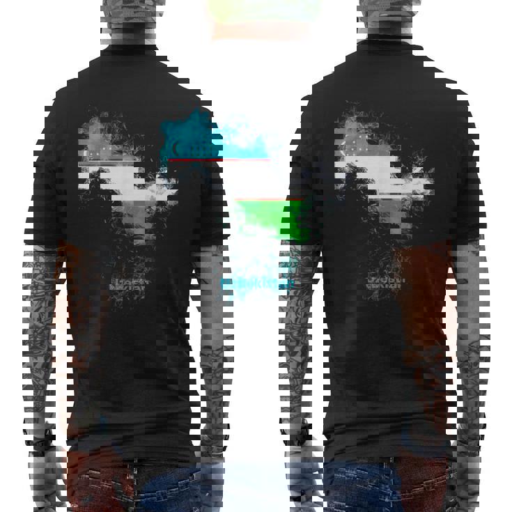 ウズベキスタン 国旗 地図 ウズベク ウズベキスタン メンズTシャツ バックプリント