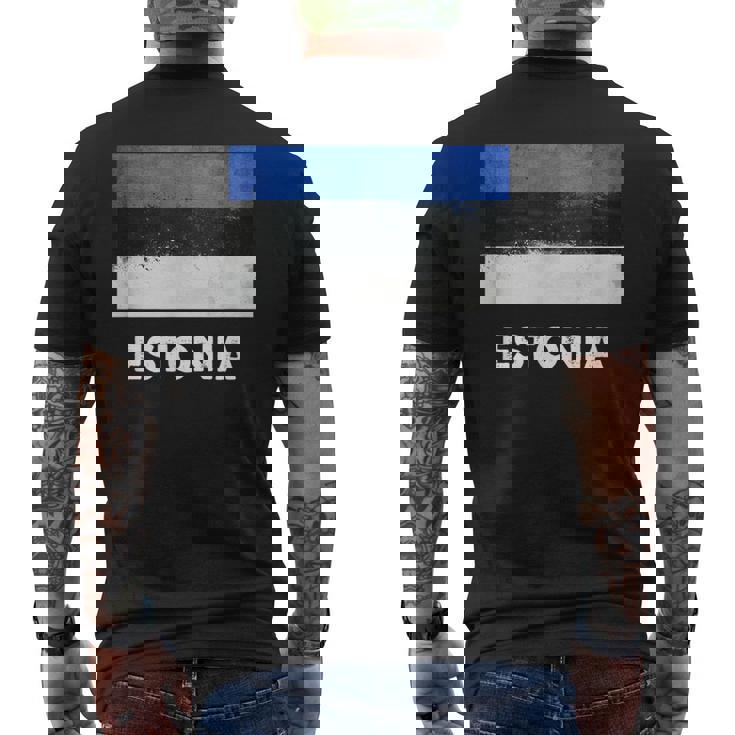 エストニア国旗tシャツ メンズTシャツ バックプリント