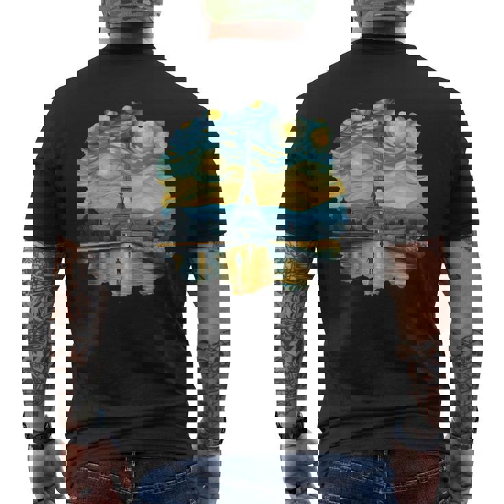 エッフェル塔 アートワーク ルーヴル美術館 フランス観光 パリ メンズTシャツ バックプリント