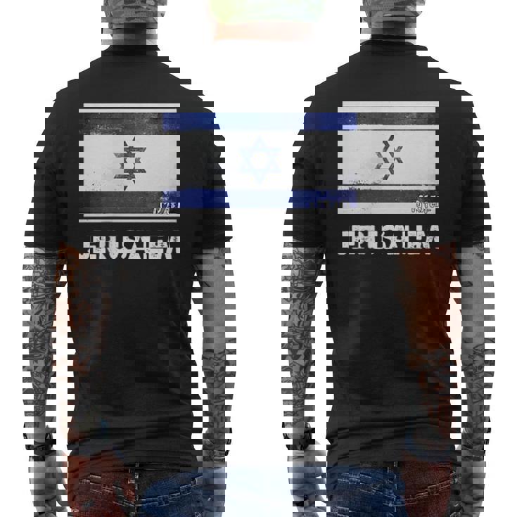 エルサレムイスラエル国旗シャツ メンズTシャツ バックプリント