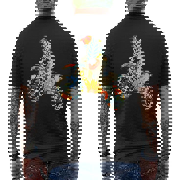 エレガントなシルエット フラワーアートピース フローラル モトクロス メンズTシャツ バックプリント