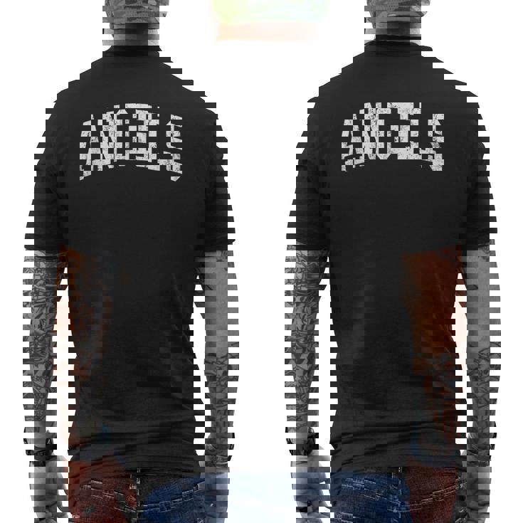 エンジェルス マスコットビンテージアスレチックスポーツネームデザイン メンズTシャツ バックプリント