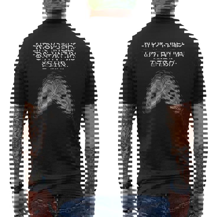 エントロピー熱力学物理学教師学生科学ギフト メンズTシャツ バックプリント