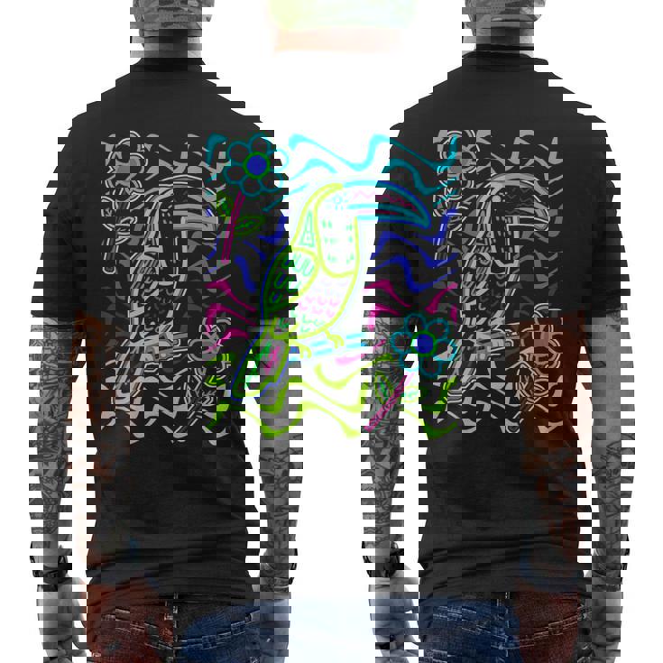 オオハシの鳥 アラカリ オオハシ オオハシ モラ アート パナマ・クナ族作 メンズTシャツ バックプリント