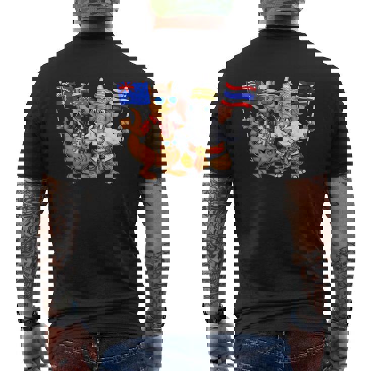 オーストラリア カンガルー タイ 象 オーストラリアの旗 タイの遺産 誇り オーストラリア タイ 愛国者 オーストラリア メンズTシャツ バックプリント