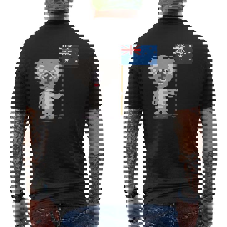 オーストラリアのコアラ オーストラリア国旗 メンズTシャツ バックプリント