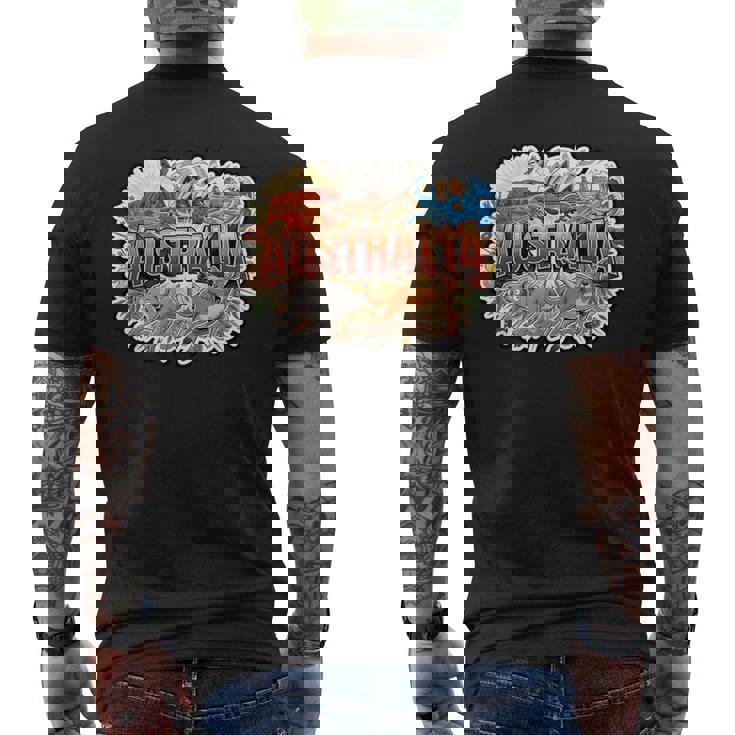 オーストラリアカンガルーコアラポインティングミーム オーストラリアのお土産 メンズTシャツ バックプリント