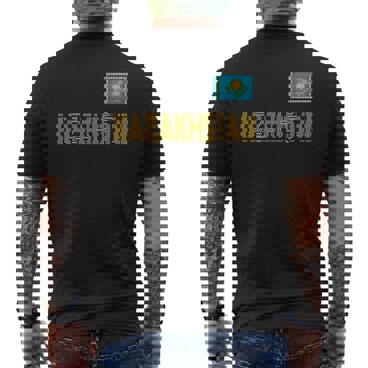 カザフスタン、カザフスタンの国旗、カザフスタンの国旗 長袖tシャツ メンズTシャツ バックプリント