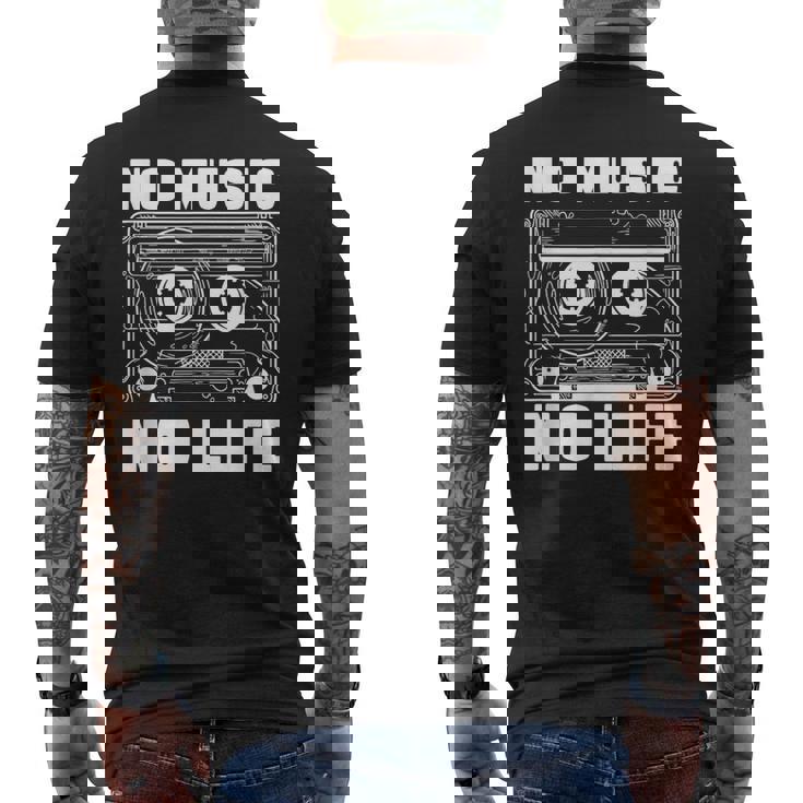 カセット No Music No Life Music Lover メンズTシャツ バックプリント