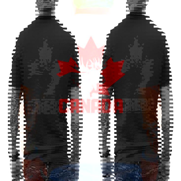 カナダヘラジカ メープルリーフ プライド ヴィンテージ カナダ国旗 メンズTシャツ バックプリント