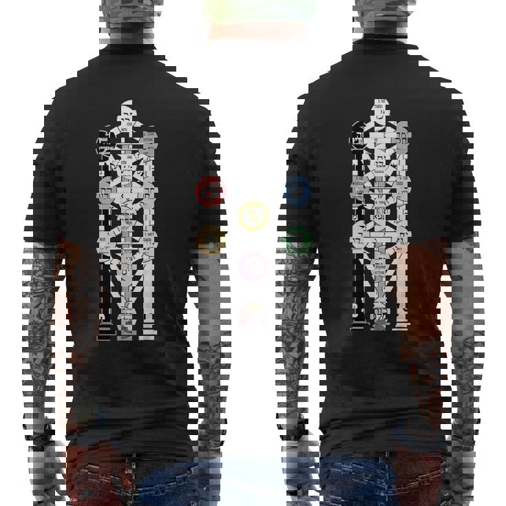 カバラの生命の樹図 メンズTシャツ バックプリント