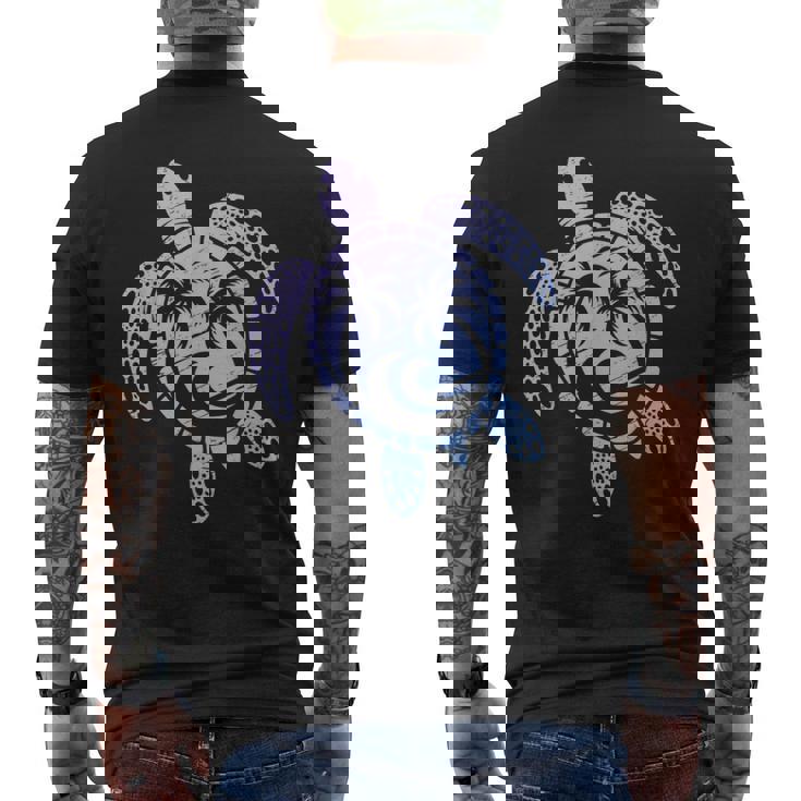 カメのモチーフ ヤシの木 波 フェス 夏 カメ サーフィン メンズTシャツ バックプリント