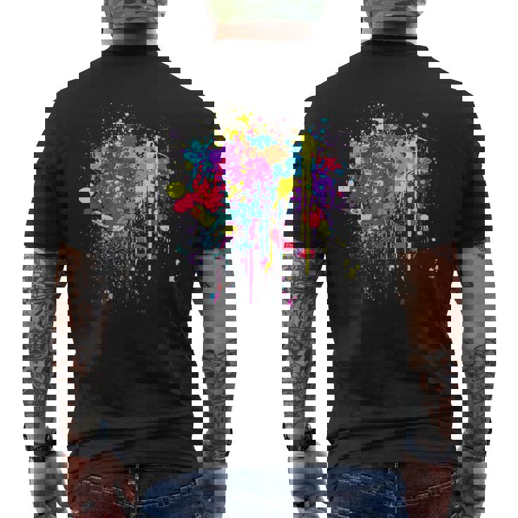 カラフルなペイントスプラッシュカラー。 メンズTシャツ バックプリント
