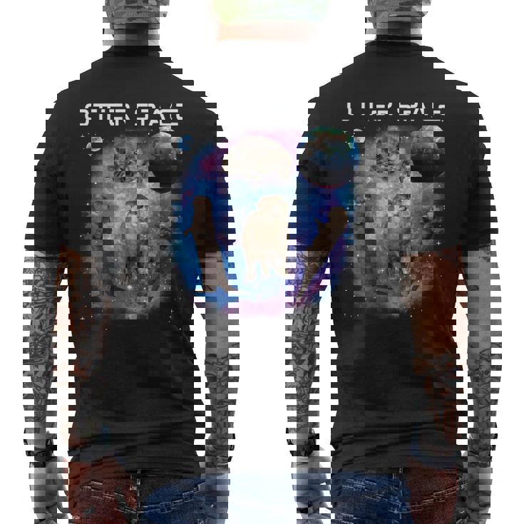 カワウソ宇宙 面白いカワウソ 宇宙カワウソ 長袖tシャツ メンズTシャツ バックプリント