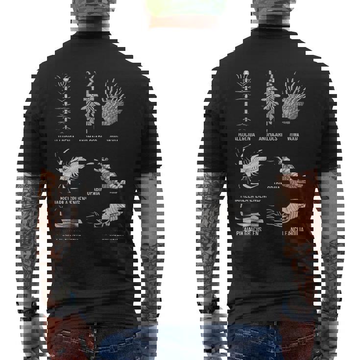 カンブリア紀 生き物 化石 古美術 進化 科学 恋人 メンズTシャツ バックプリント