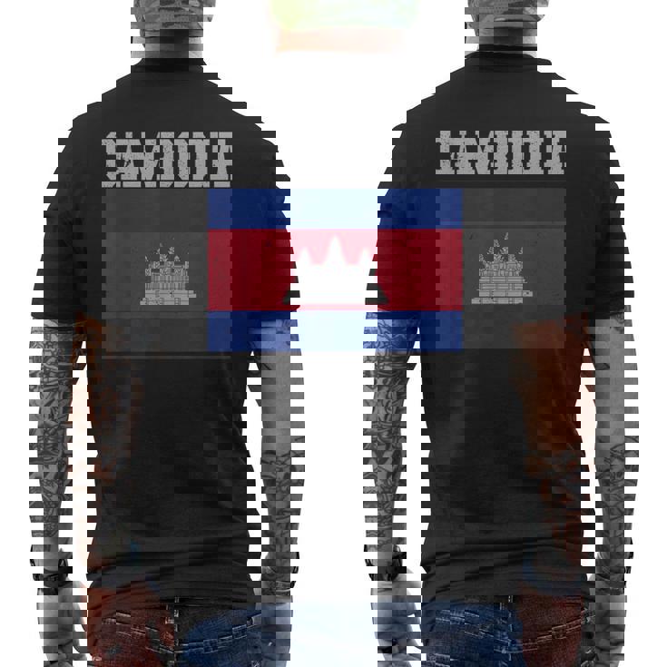 カンボジア-カンボジアの旗ヴィンテージスポーツデザインカンボジア メンズTシャツ バックプリント