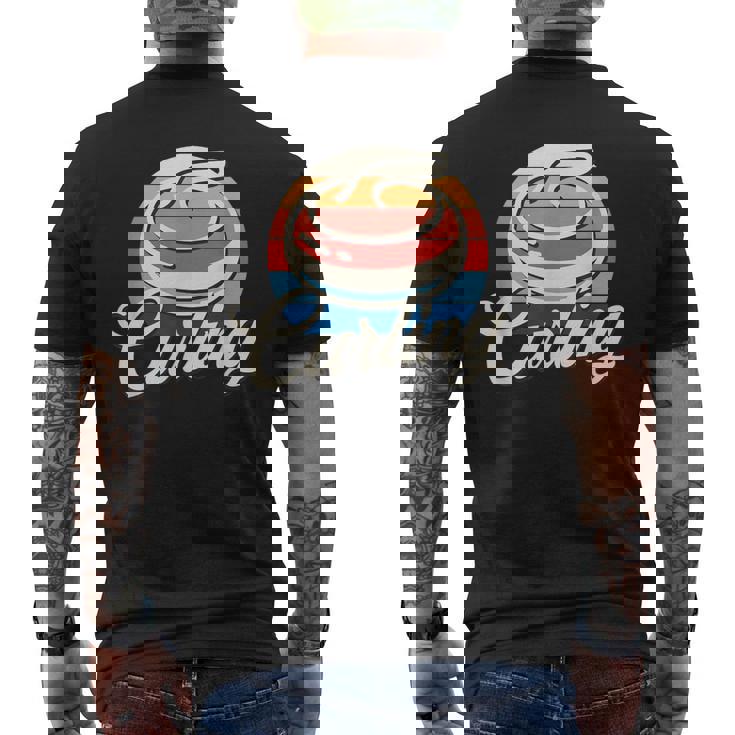 カーリング レトロ ヴィンテージ カーリングストーン メンズTシャツ バックプリント