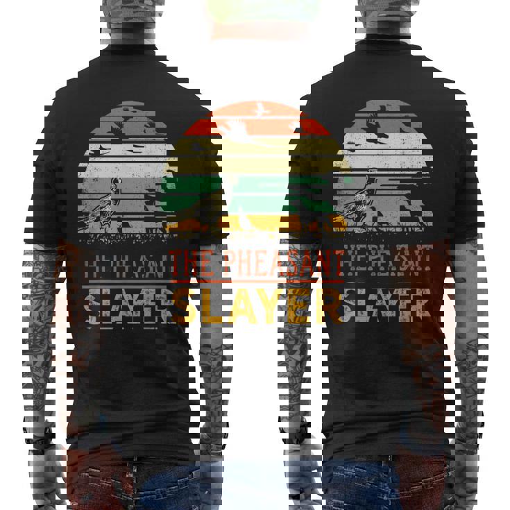 キジの鳥狩り 面白いスレイヤーハンターレトロヴィンテージ メンズTシャツ バックプリント