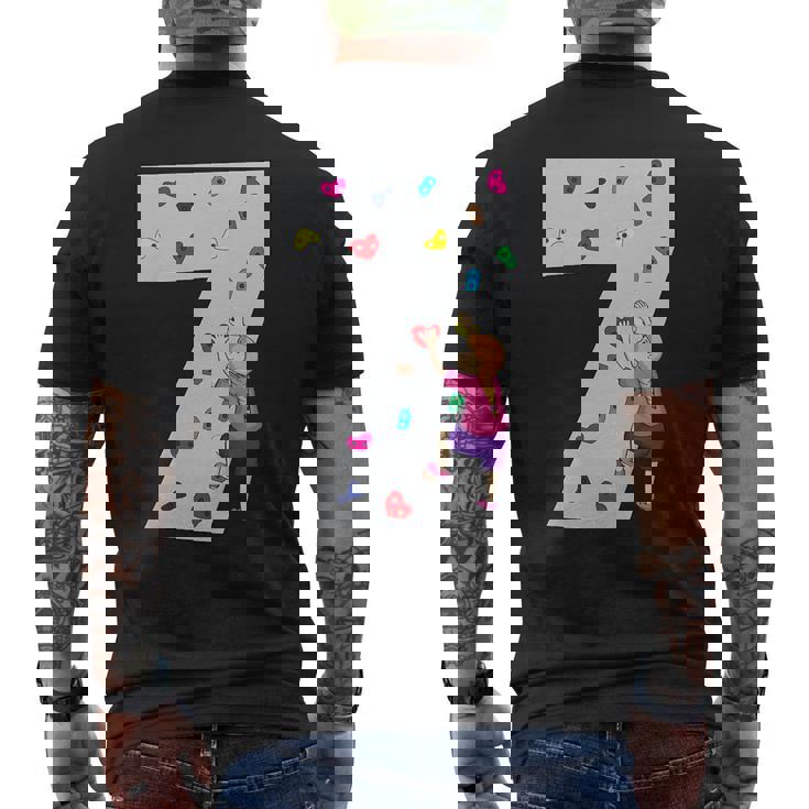 キッズ 7歳の誕生日パーティーケーキクライマークライムボルダリング メンズTシャツ バックプリント