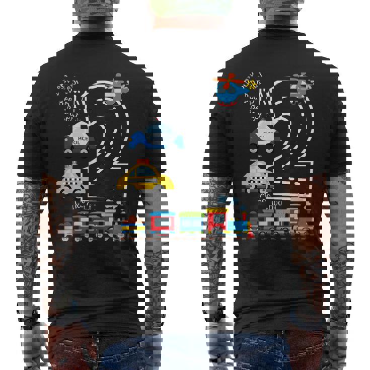 キッズトラック 電車 2歳の誕生日パーティー 幼児 2歳 誕生日 メンズTシャツ バックプリント