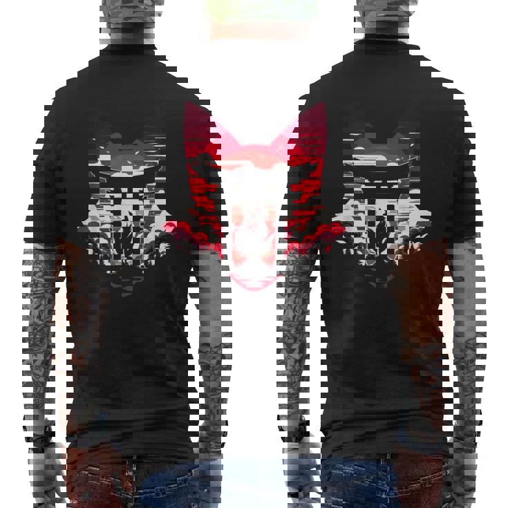 キツネ キツネ 九尾狐シルエット アニメ好き メンズTシャツ バックプリント