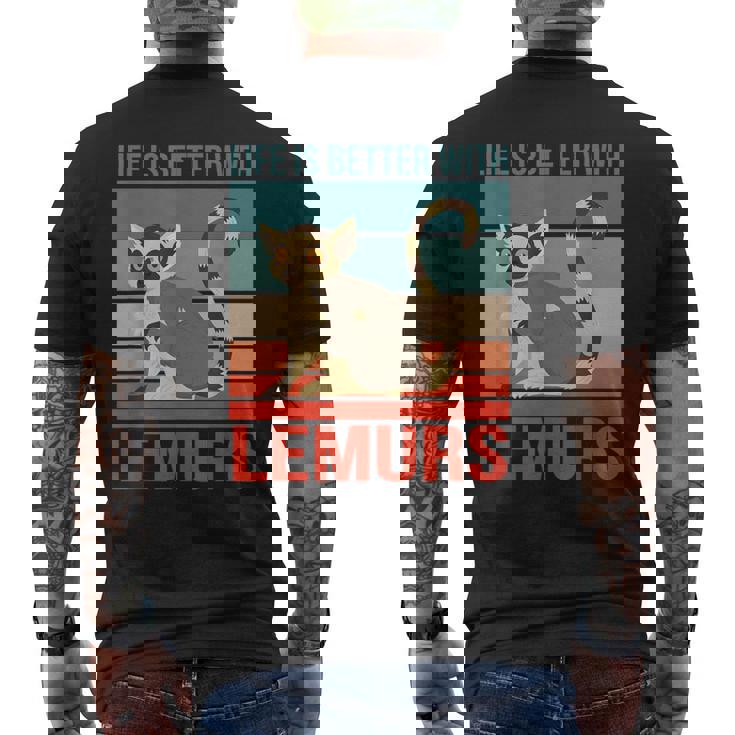 キツネザル ライフ・イズ・ベター 霊長類 キツネザル メンズTシャツ バックプリント