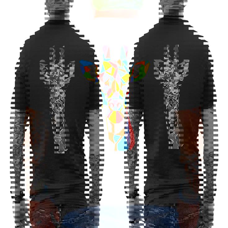 キリン 幾何学 メンズTシャツ バックプリント