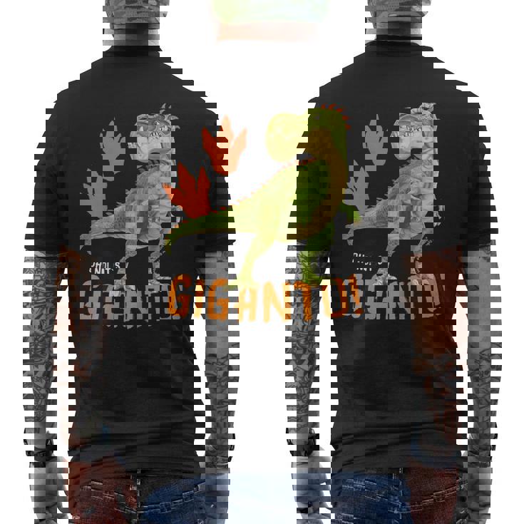 ギガントサウルス、最大の恐竜-カラフルで楽しいデザイン メンズTシャツ バックプリント