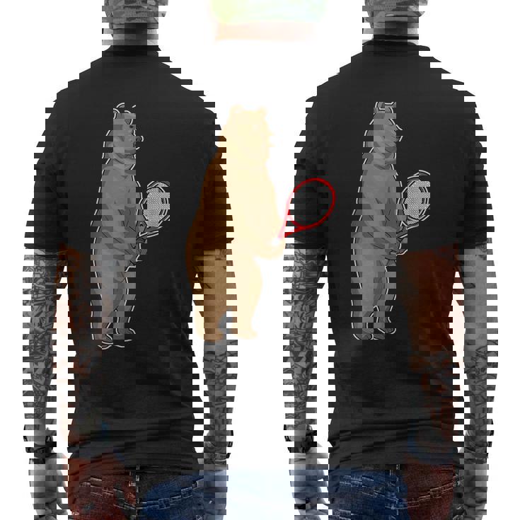 クマ テニス テニスラケット スポーツ メンズTシャツ バックプリント