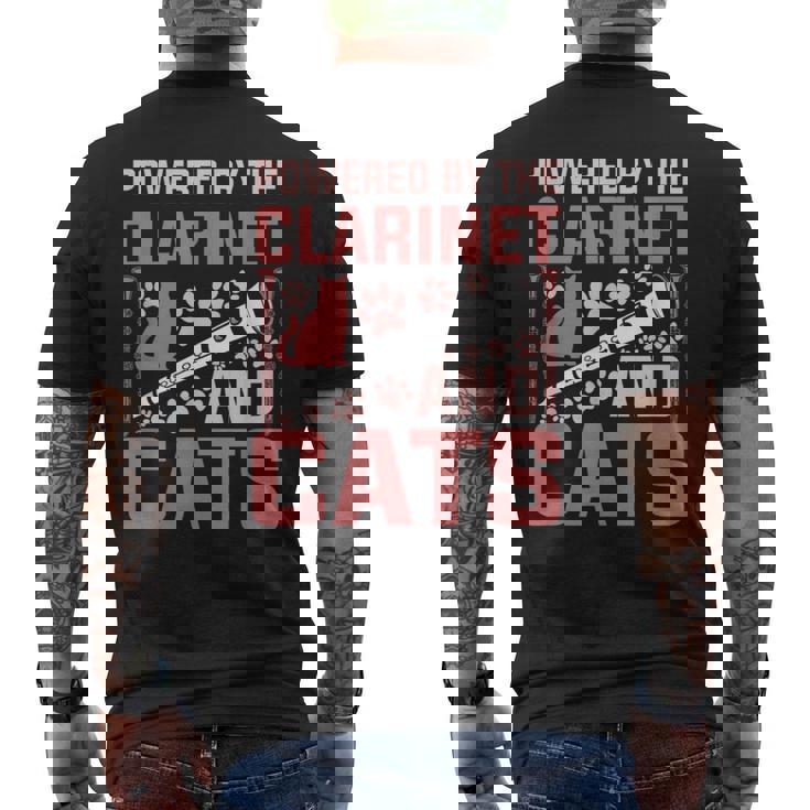 クラリネットとキャッツの面白いクラリネットプレーヤーがパワーアップ。 メンズTシャツ バックプリント