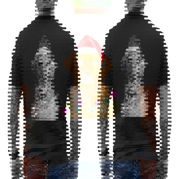 クリスマス ゴールデンレトリバー クリスマス ドッグツリー サンタハット リトリーバー 長袖tシャツ メンズTシャツ バックプリント