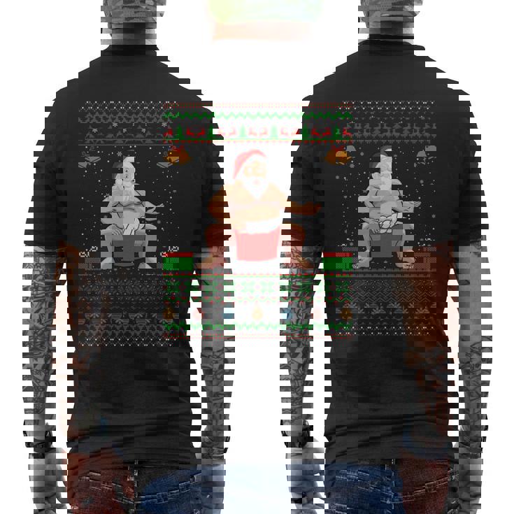クリスマスセータースタイル サンタ相撲 アグリークリスマス 長袖tシャツ メンズTシャツ バックプリント