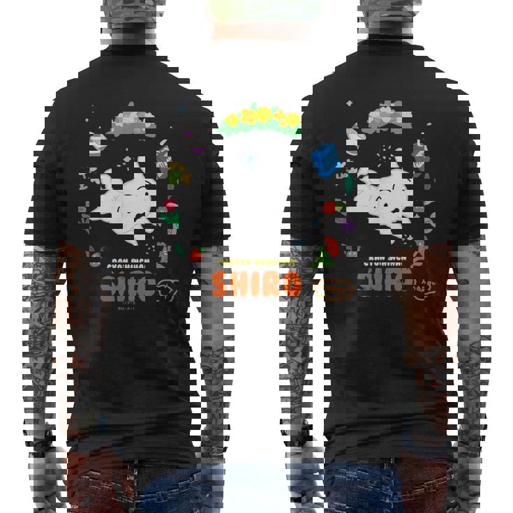 クレヨンしんちゃん Happyシロ フラワーリング メンズTシャツ バックプリント