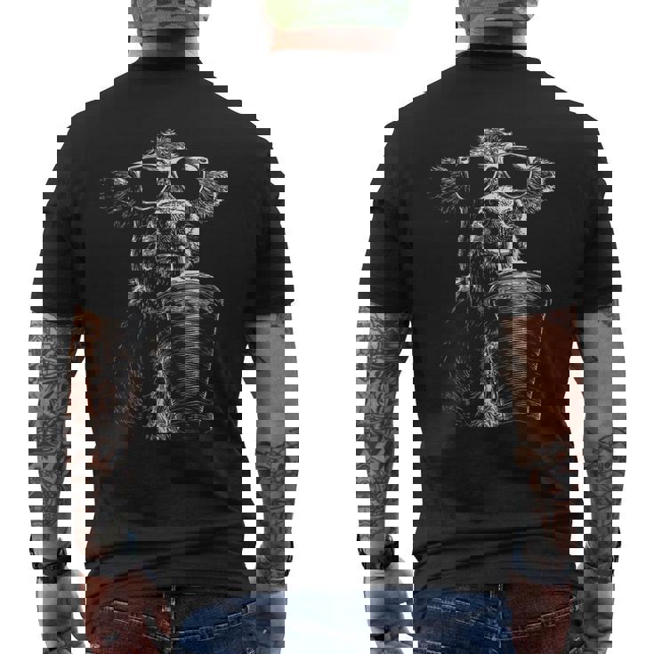 クール 牛 飲む アイスコーヒー 面白い 動物 ミーム Y2k グランジ メンズTシャツ バックプリント