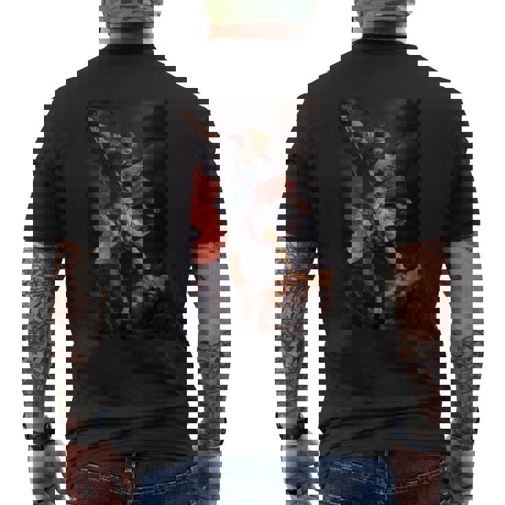 グイド・レーニによるサタンを倒した大天使ミカエル1635 メンズTシャツ バックプリント