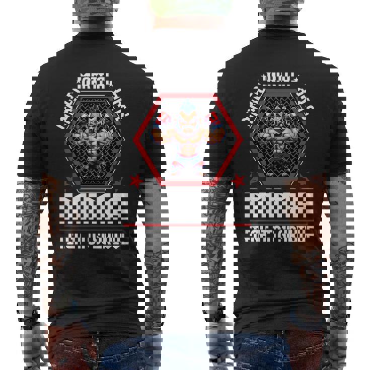 ケージファイティングで生き残るための総合格闘技mmaファイト 長袖tシャツ メンズTシャツ バックプリント