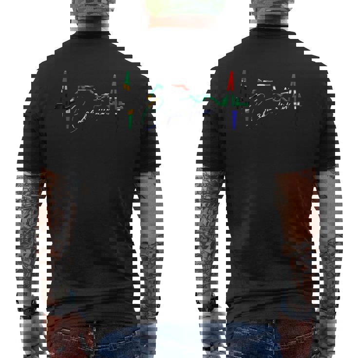 ケープタウン スカイライン ハートビート ケープタウン 南アフリカ テーブルマウンテンi Love Cape Town メンズTシャツ バックプリント