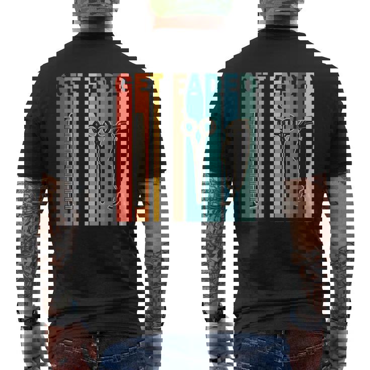 ゲット・フェード、バーバー・クリッパーズ、ファニー・バーバー メンズTシャツ バックプリント