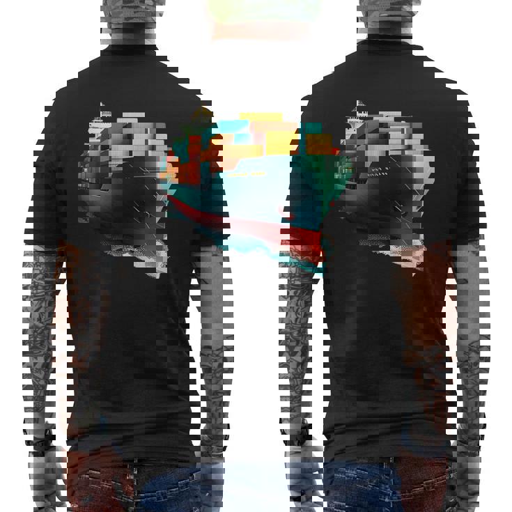コンテナ輸送機船 メンズTシャツ バックプリント
