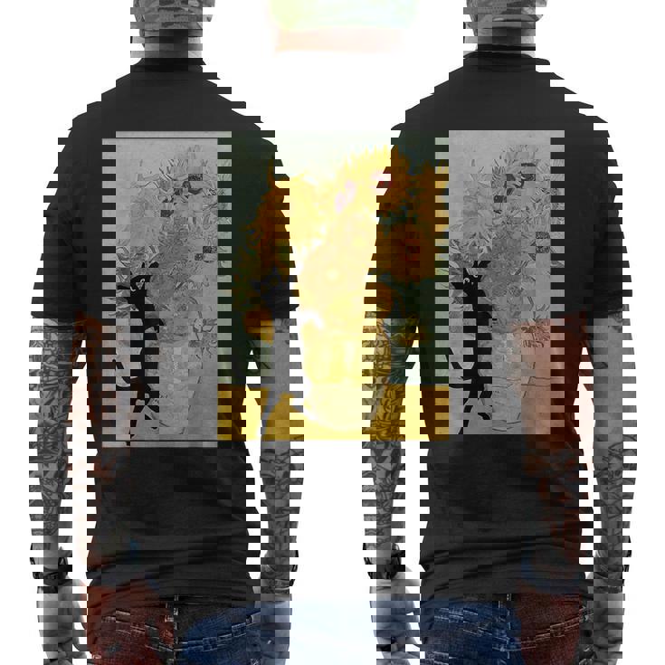 ゴッホ ひまわり 面白い 猫 アート 絵画 メンズTシャツ バックプリント