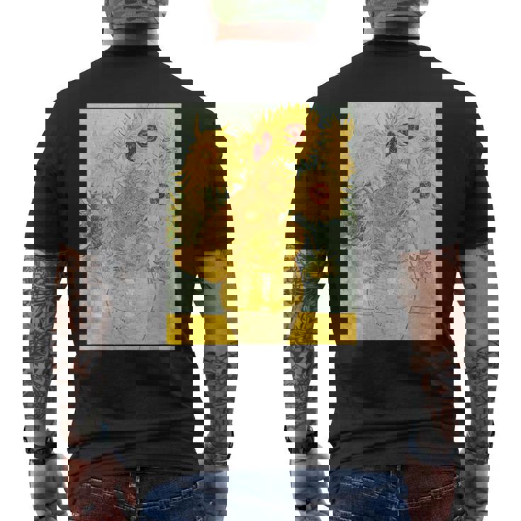 ゴッホのひまわりアートアーティスト向け メンズTシャツ バックプリント