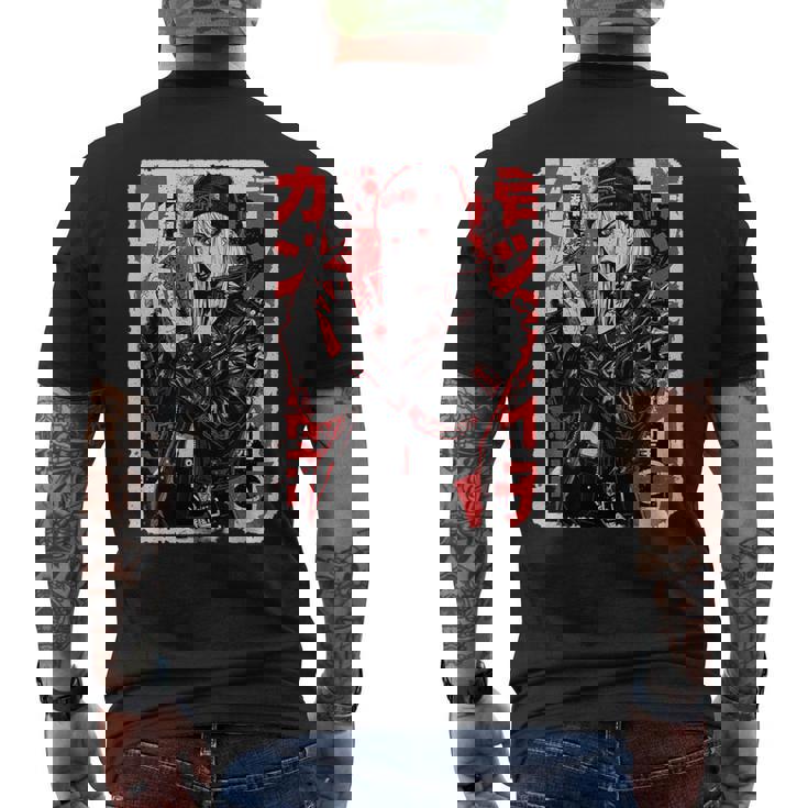 サイバーパンク パンクガール 日本のストリートウェア メンズTシャツ バックプリント