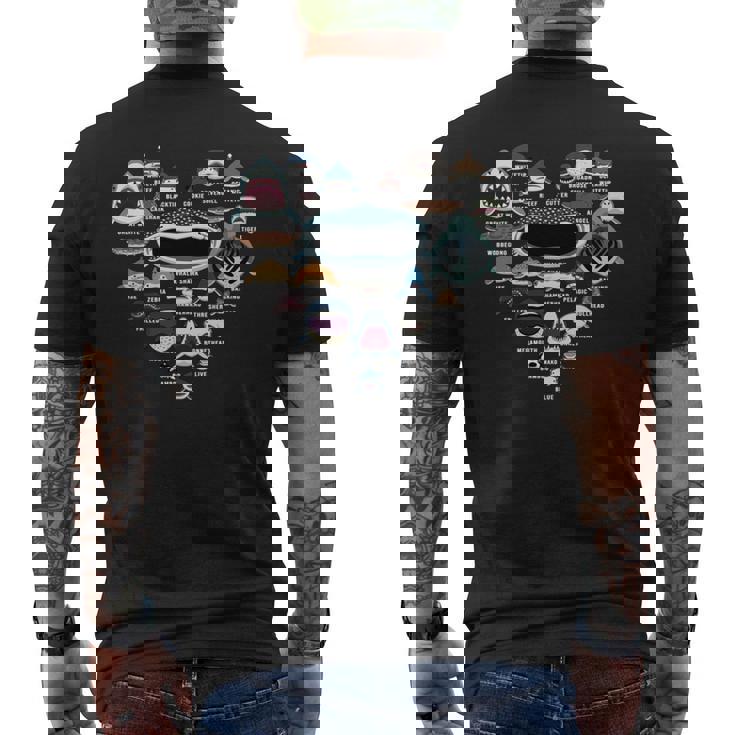 サメの識別 サメの顔 サメのハート 長袖tシャツ メンズTシャツ バックプリント