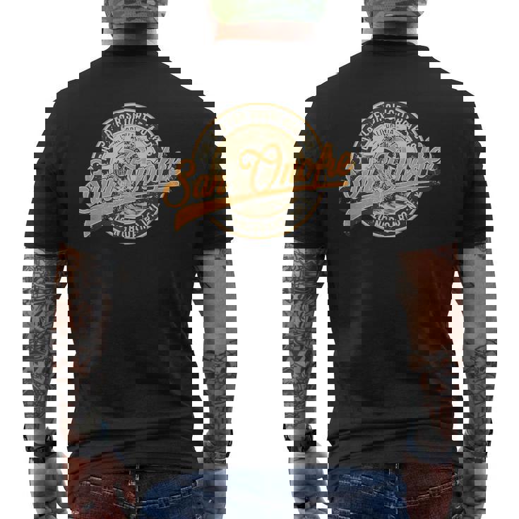 サンオノフレ ロングボードのみのレトロ ウェーブ サーフィン メンズTシャツ バックプリント