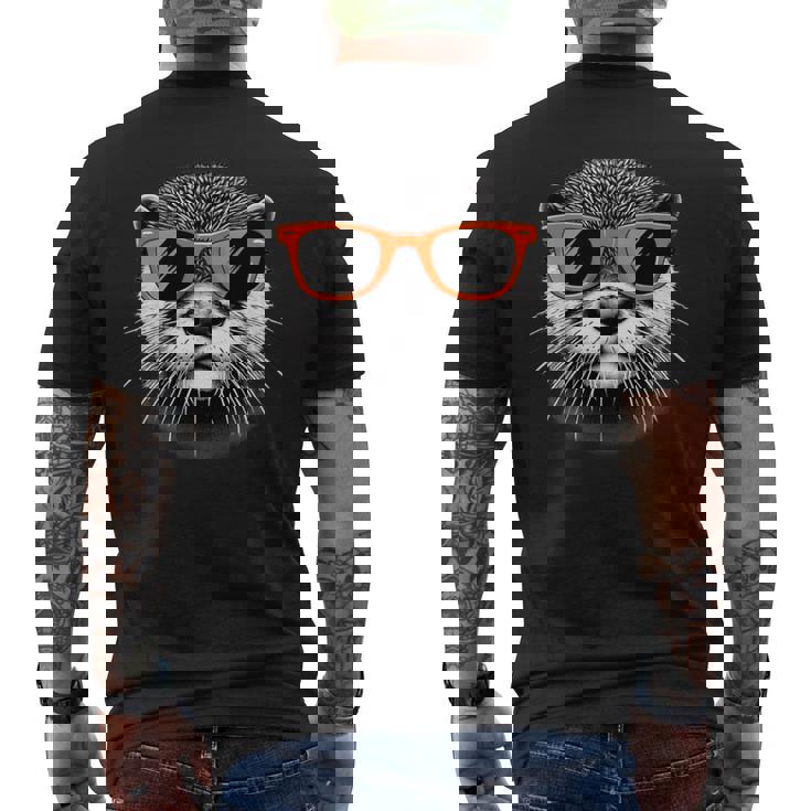 サングラスをかけたクールなカワウソのグラフィックアート 長袖tシャツ メンズTシャツ バックプリント