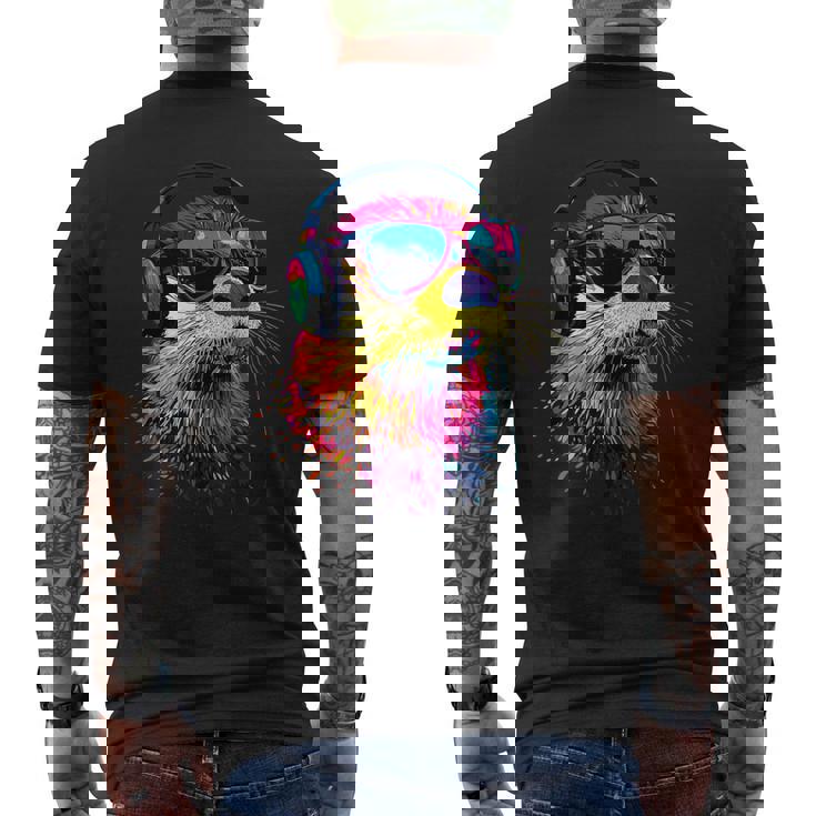 サングラスをかけたラッコ ラッコ大好き テンテン かわいい カワウソ メンズTシャツ バックプリント