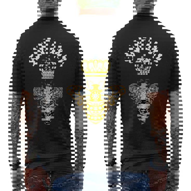 サンタナ 名前 サンタナ 誕生日プレゼント 女王 王冠 蜂 サンタナ メンズTシャツ バックプリント