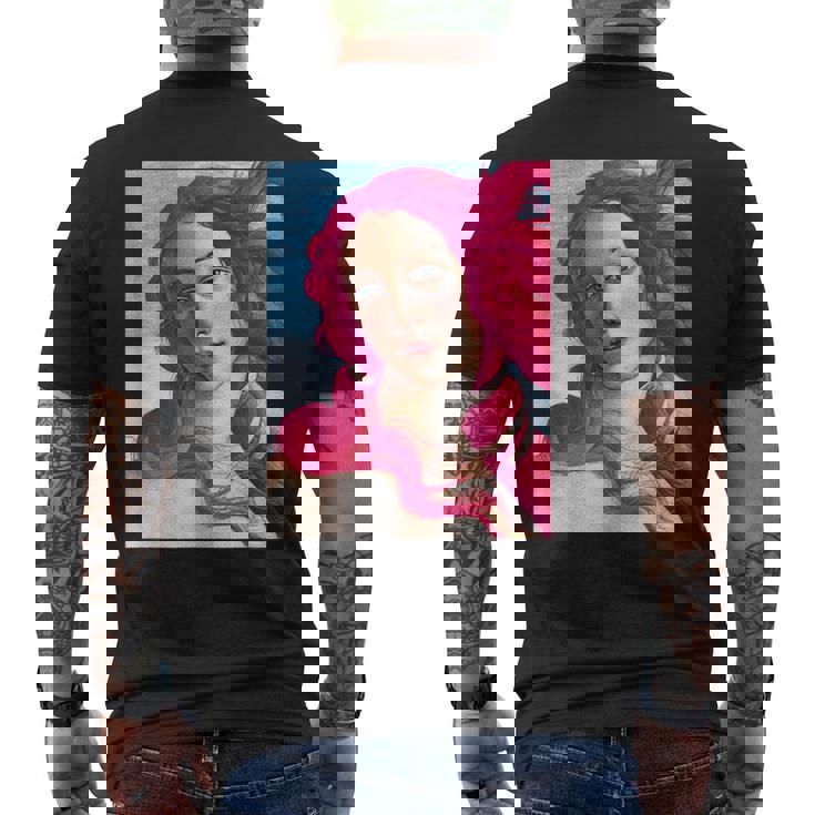 サンドロ・ボッティチェリ作 ピンクの髪の金星 メンズTシャツ バックプリント