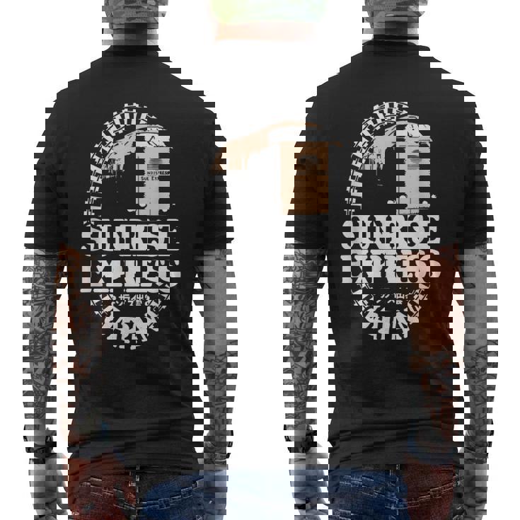 サンライズ エクスプレス トレイン 日本 東京 出雲 サンライズ 出雲 電車 メンズTシャツ バックプリント