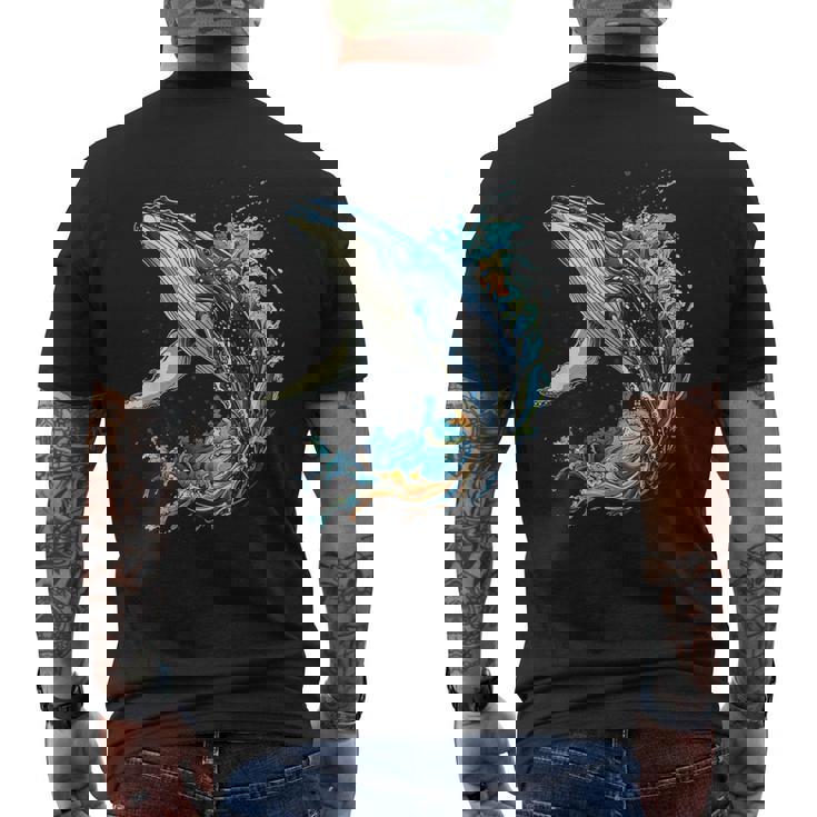 ザトウクジラ 動物 グラフィック イラスト ザトウクジラ メンズTシャツ バックプリント